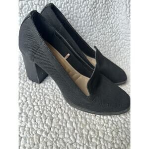 ADRIENNE VITTADINI Brittiny Stretch Black Block Heel KNIT Pumps Womens Size 6.5